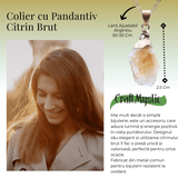 Colier ajustabil auriu cu pandantiv citrin brut - Energie si Claritate