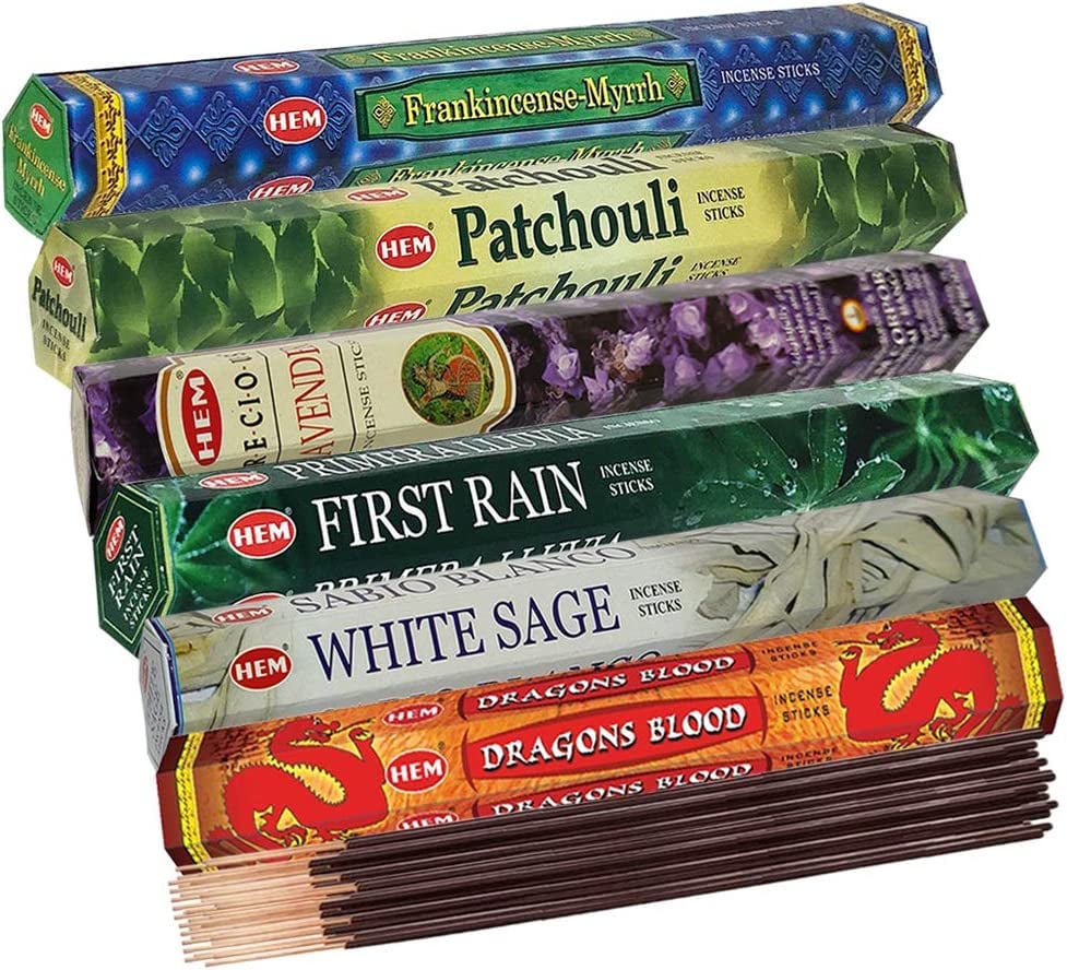Set 6 pachete mix betisoare parfumate cu cele mai apreciate 6 parfumuri HEM + suport pentru betisoare