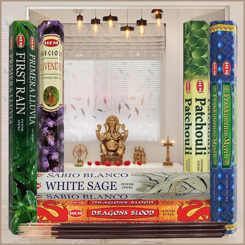 Set 6 pachete mix betisoare parfumate cu cele mai apreciate 6 parfumuri HEM + suport pentru betisoare