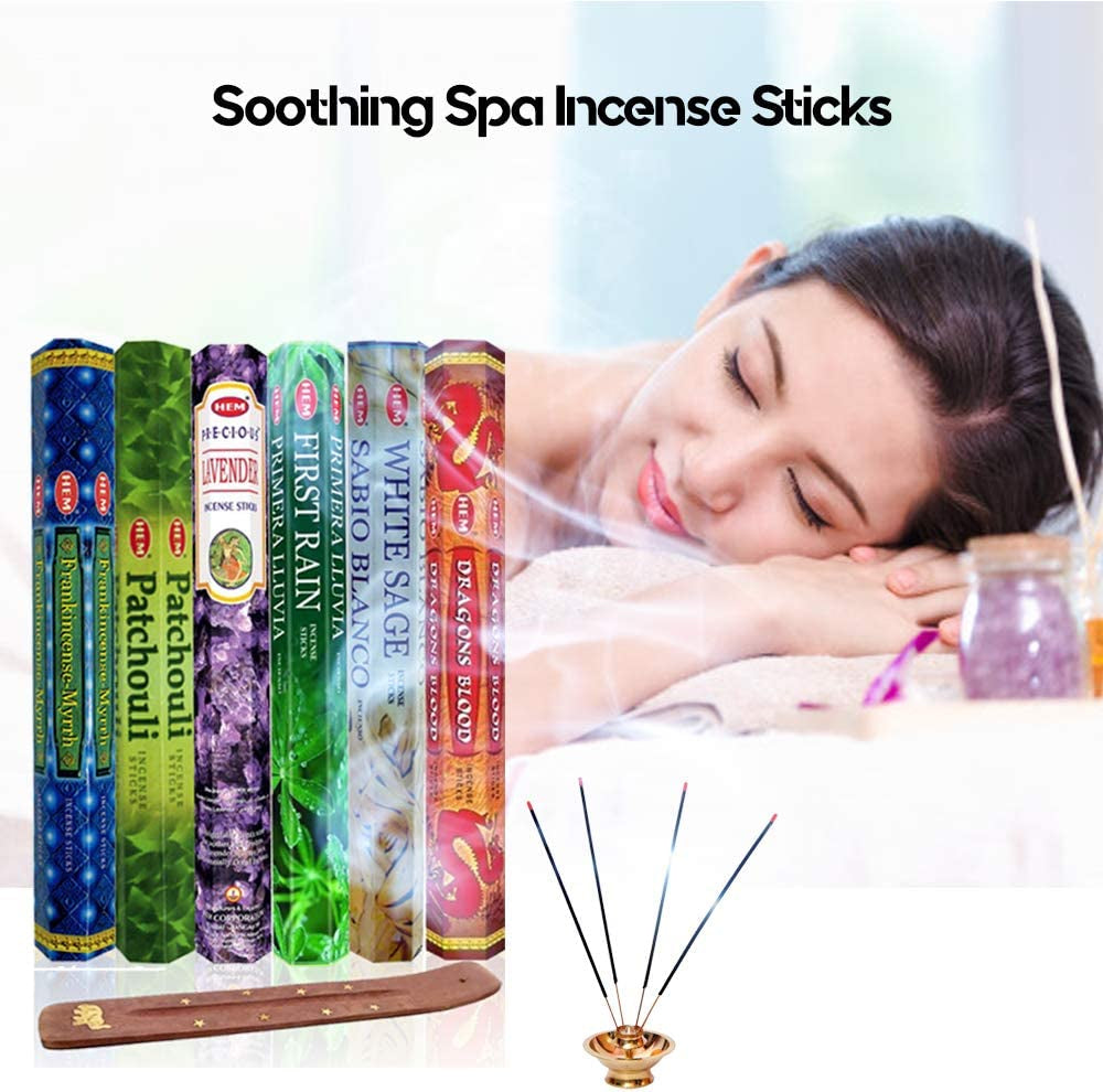 Set 6 pachete mix betisoare parfumate cu cele mai apreciate 6 parfumuri HEM + suport pentru betisoare