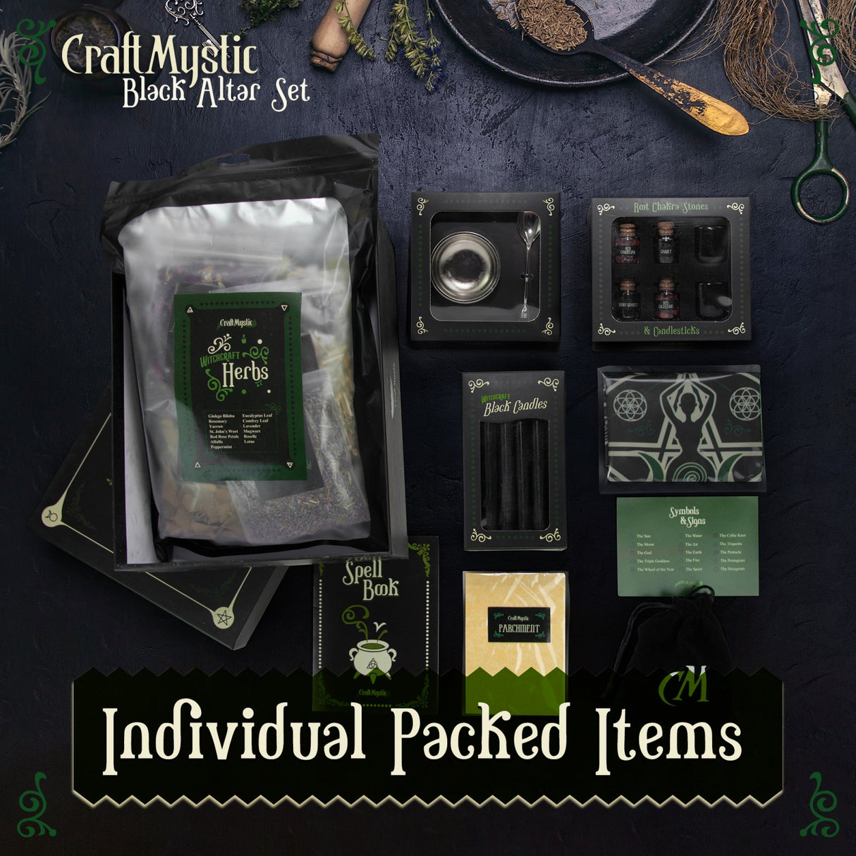 Set 50 Accesorii Wicca - Ideal pentru vraji usoare pentru incepatori - Vraji de dragoste, protectie, iubire