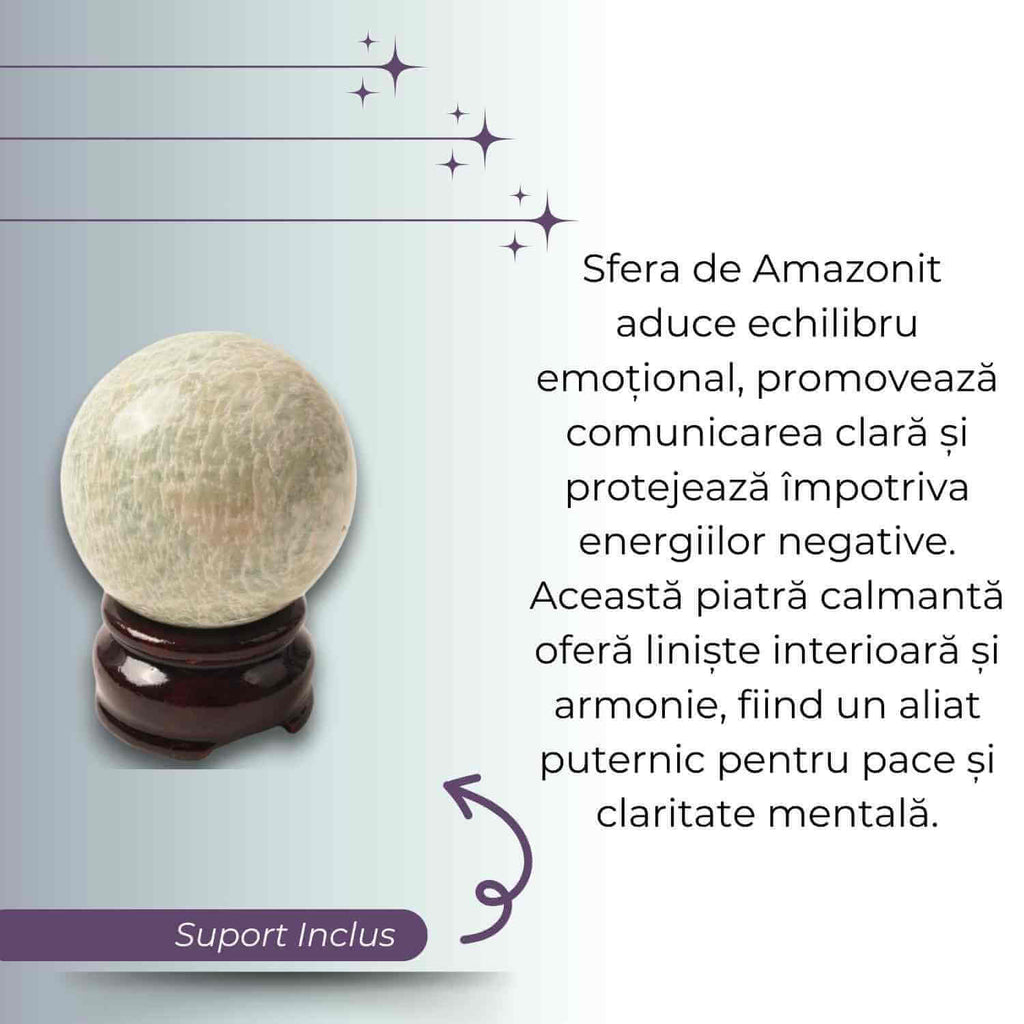 Sfera din Amazonit 50-55 mm cu Suport Inclus