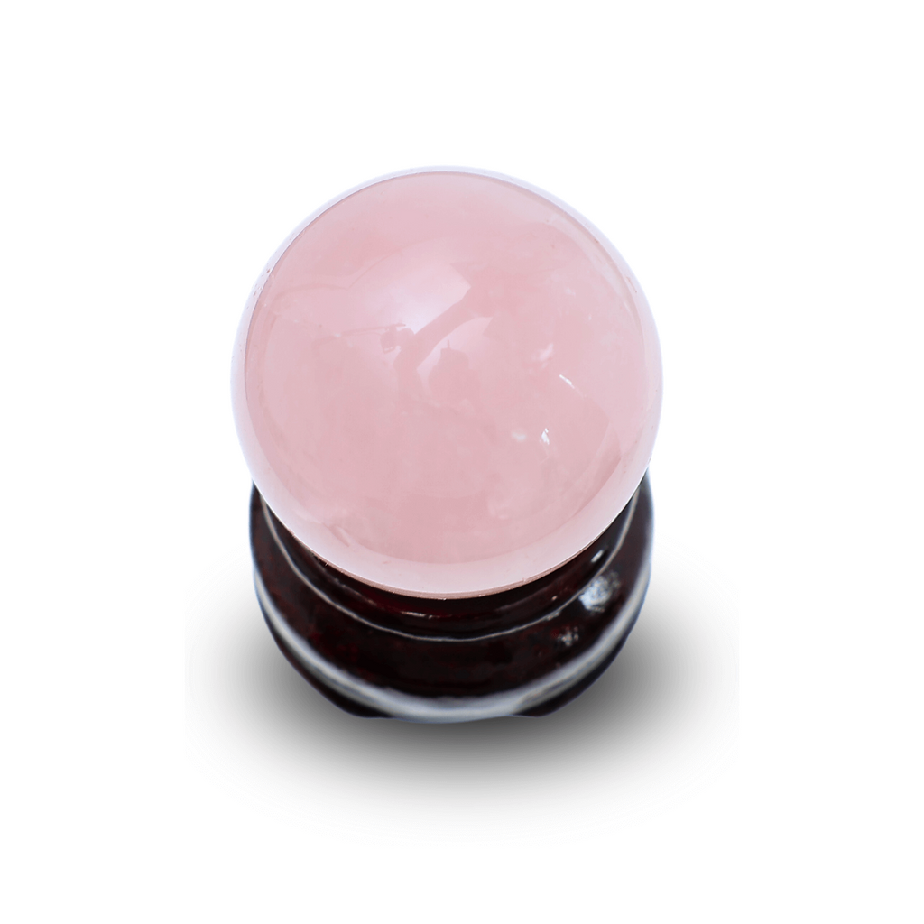 Sfera din Cuart Roz 35-40 mm cu Suport Inclus
