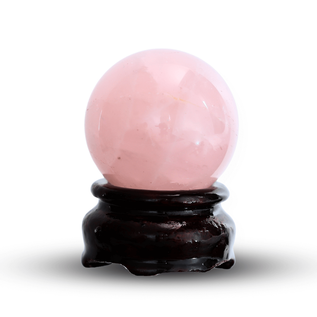 Sfera din Cuart Roz 35-40 mm cu Suport Inclus - Promoveaza Iubirea de Sine și Armonia