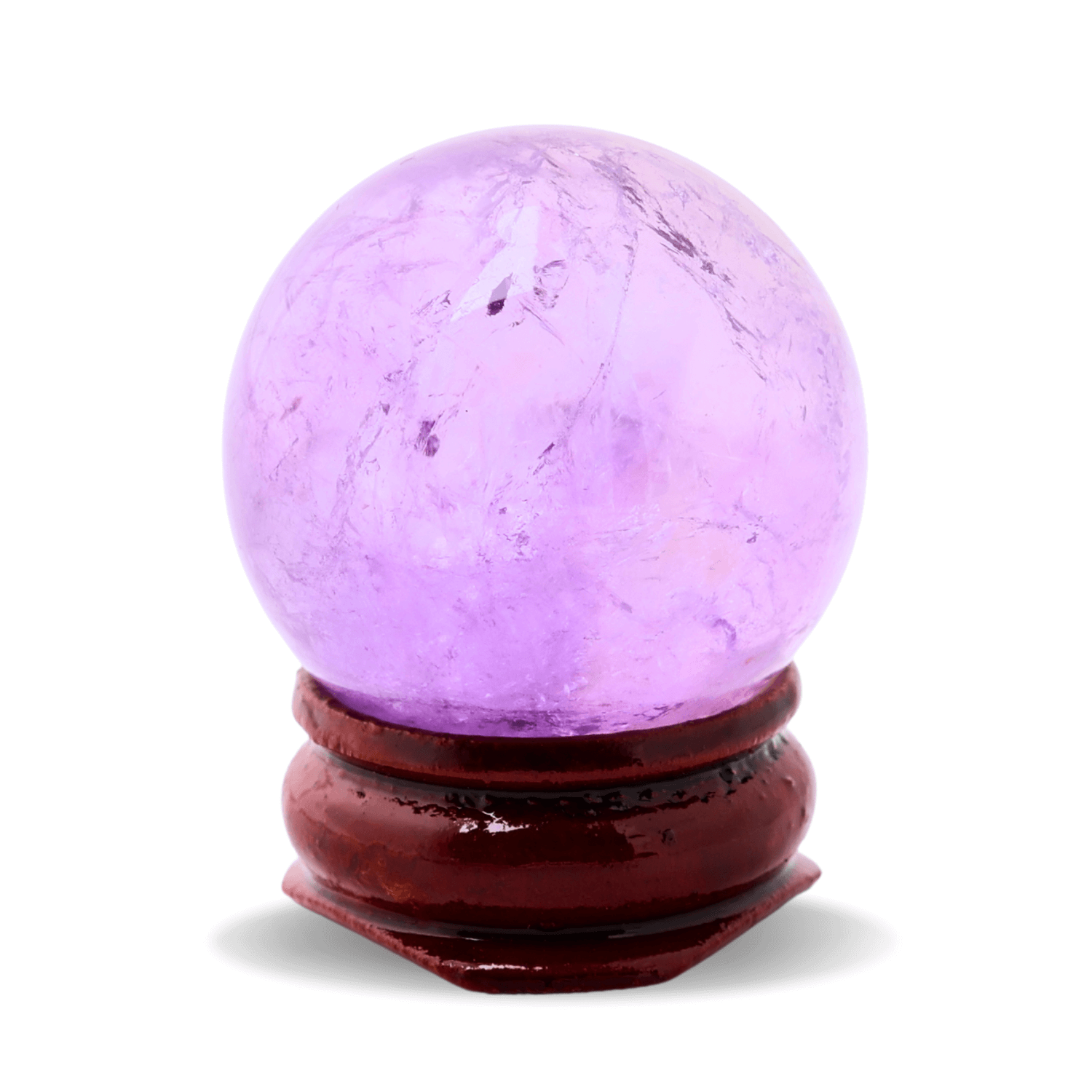 Sfera din Cuart Roz 30 mm, minge de cristal decorativa, cu suport de lemn - Pentru decor, meditație, vindecare - Copie