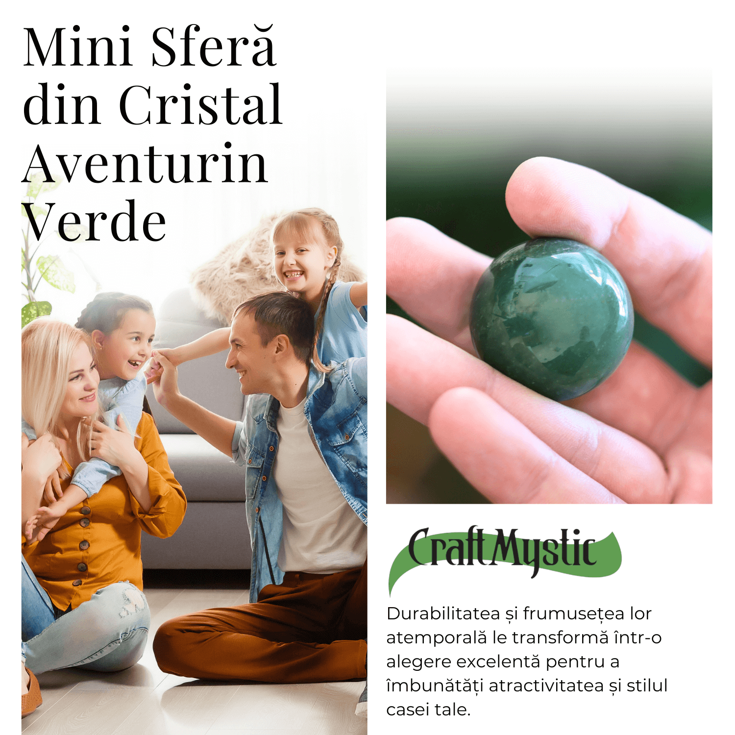 Sfera din Aventurin Verde Natural, 1 buc, 30-35 mm