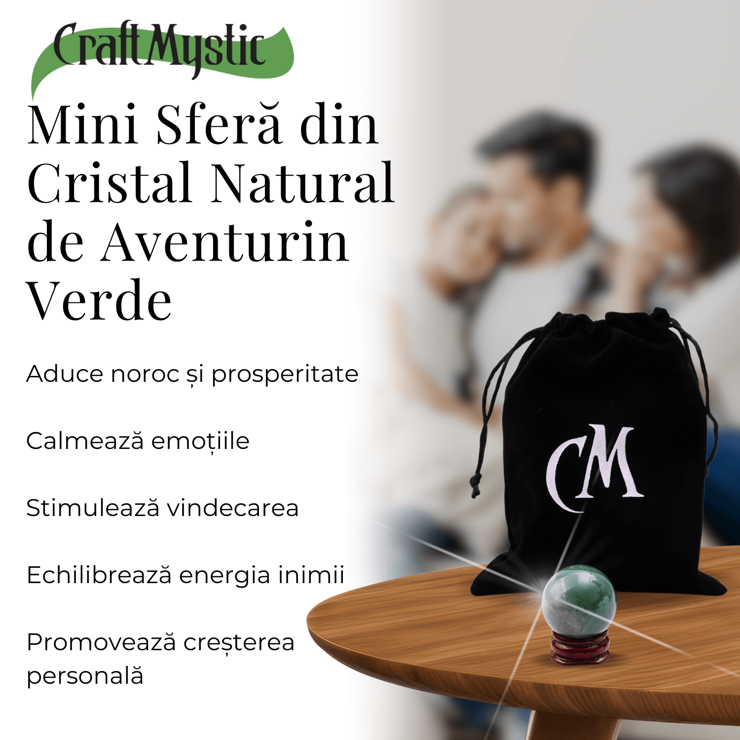 Sfera din Aventurin Verde Natural, 1 buc, 30-35 mm