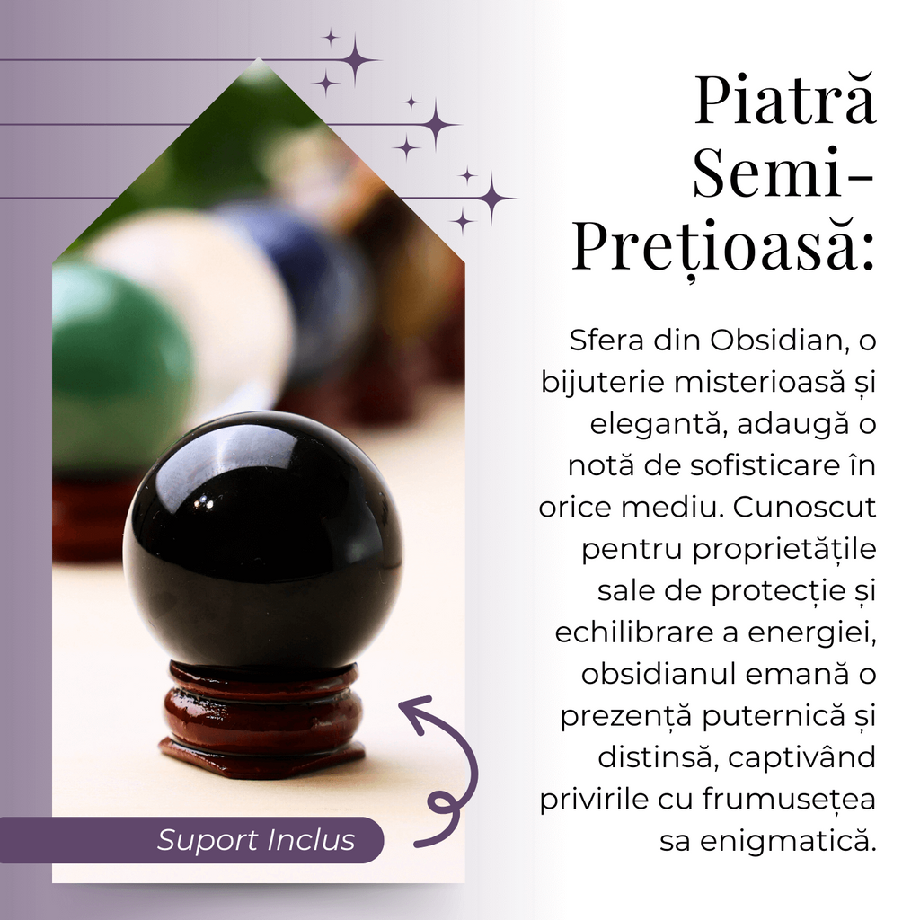 Sfera din Obsidian Natural, 1 buc, 30-35 mm