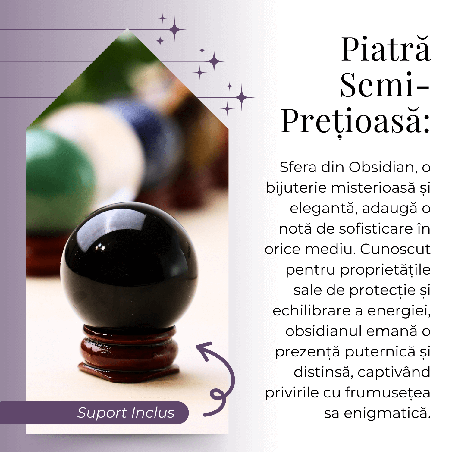 Sfera din Obsidian Natural, 1 buc, 30-35 mm