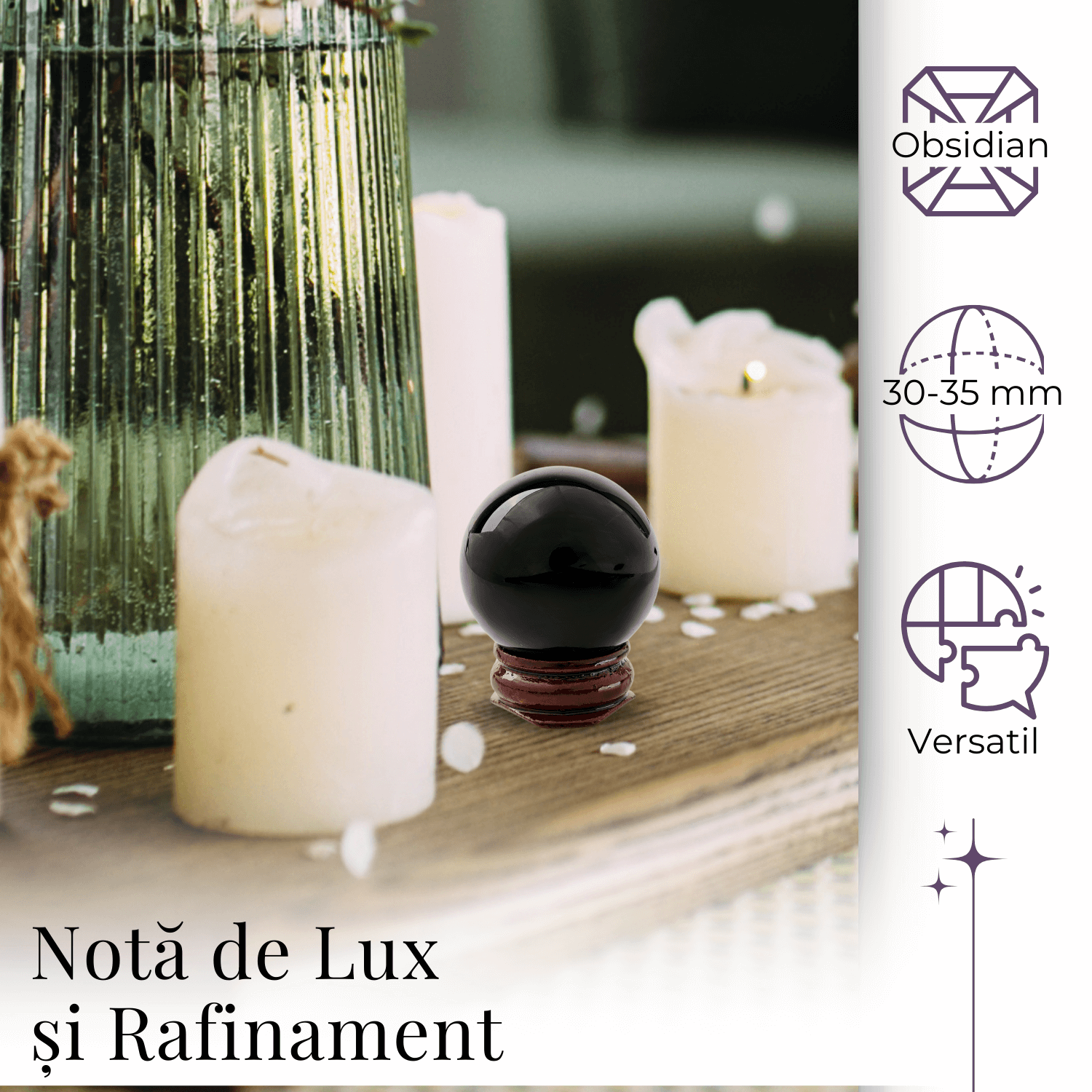 Sfera din Obsidian Natural, 1 buc, 30-35 mm