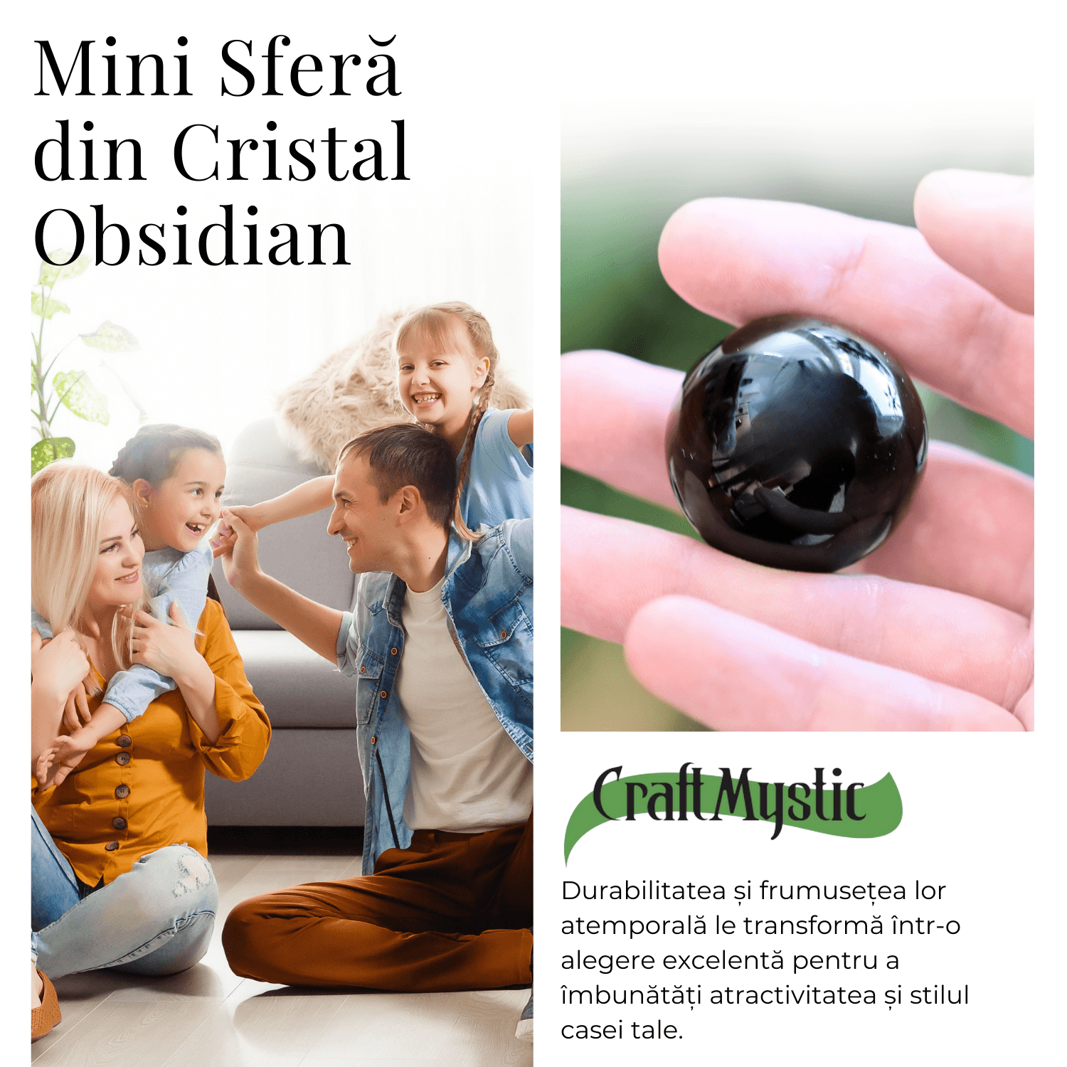 Sfera din Obsidian Natural, 1 buc, 30-35 mm
