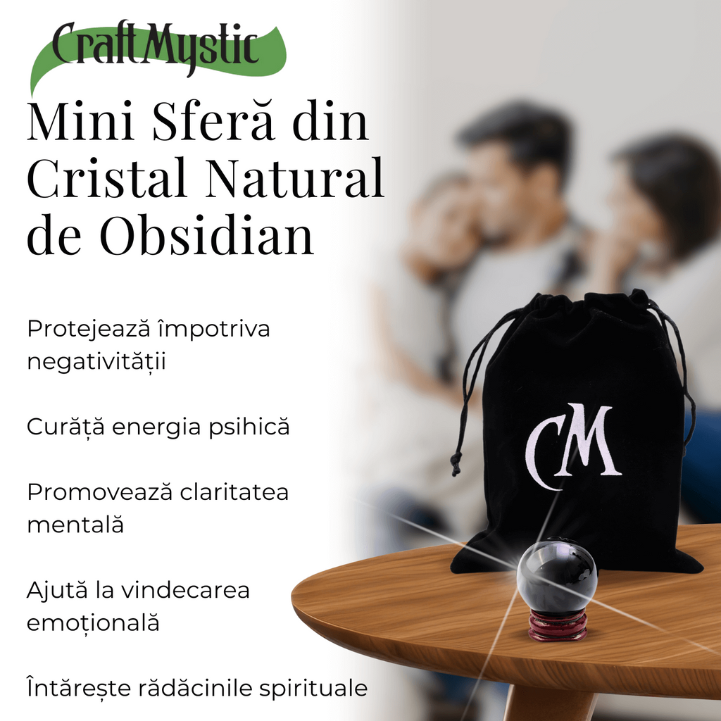 Sfera din Obsidian Natural, 1 buc, 30-35 mm