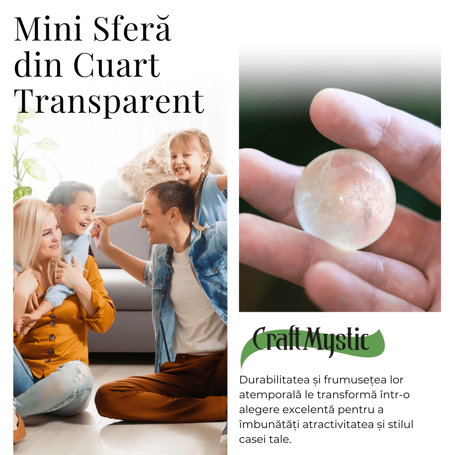 Sfera din Cuart Transparent Natural, 1 buc, 30-35 mm