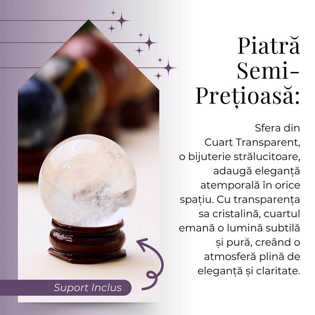 Sfera din Cuart Transparent Natural, 1 buc, 30-35 mm