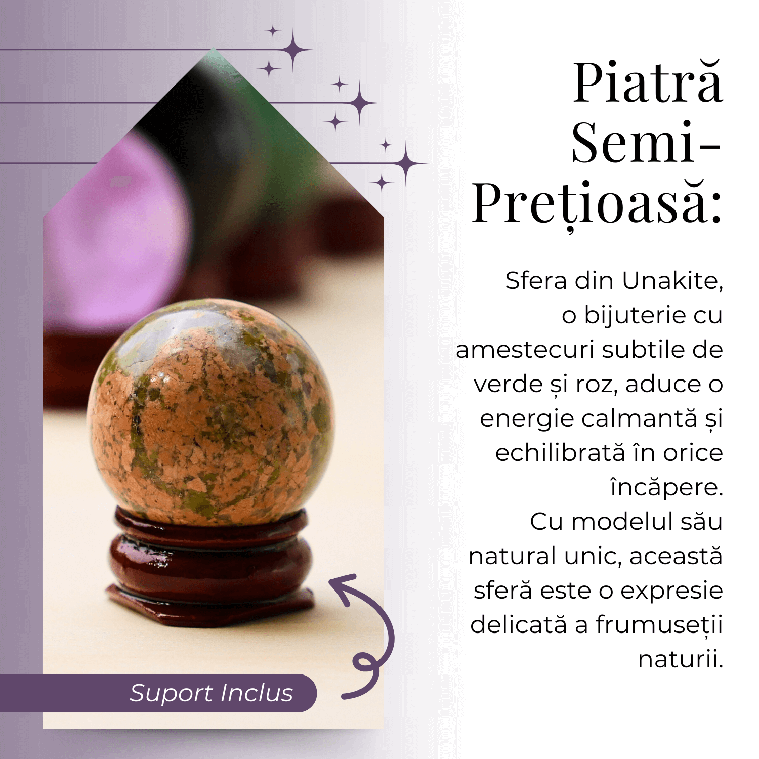 Sfera din Unakite, 1 buc, 30-35 mm