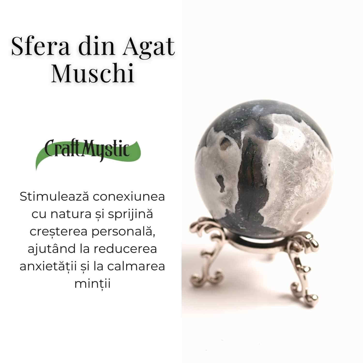 Sfera Agat muschi (Moss Agate) 50-55 mm
