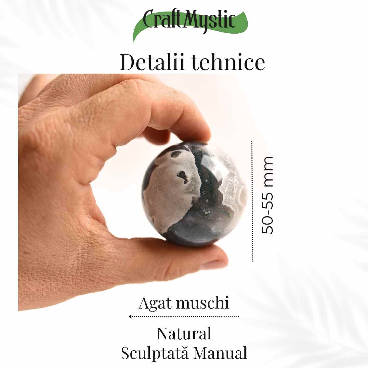 Sfera Agat muschi (Moss Agate) 50-55 mm