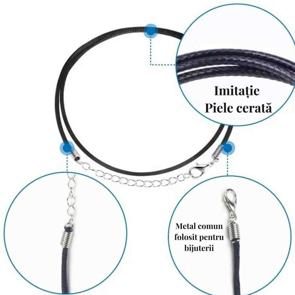 Snur ajustabil din imitatie piele cerata neagra 1.5mm, 50+5cm – Ușor și versatil
