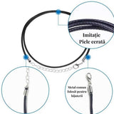 Snur piele artificiala cerata 50 cm cu gaica Argint 925