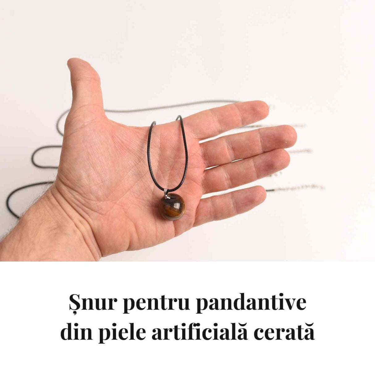 Snur piele artificiala cerata 50 cm cu gaica Argint 925