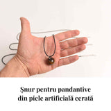 Snur piele artificiala cerata 50 cm cu gaica Argint 925