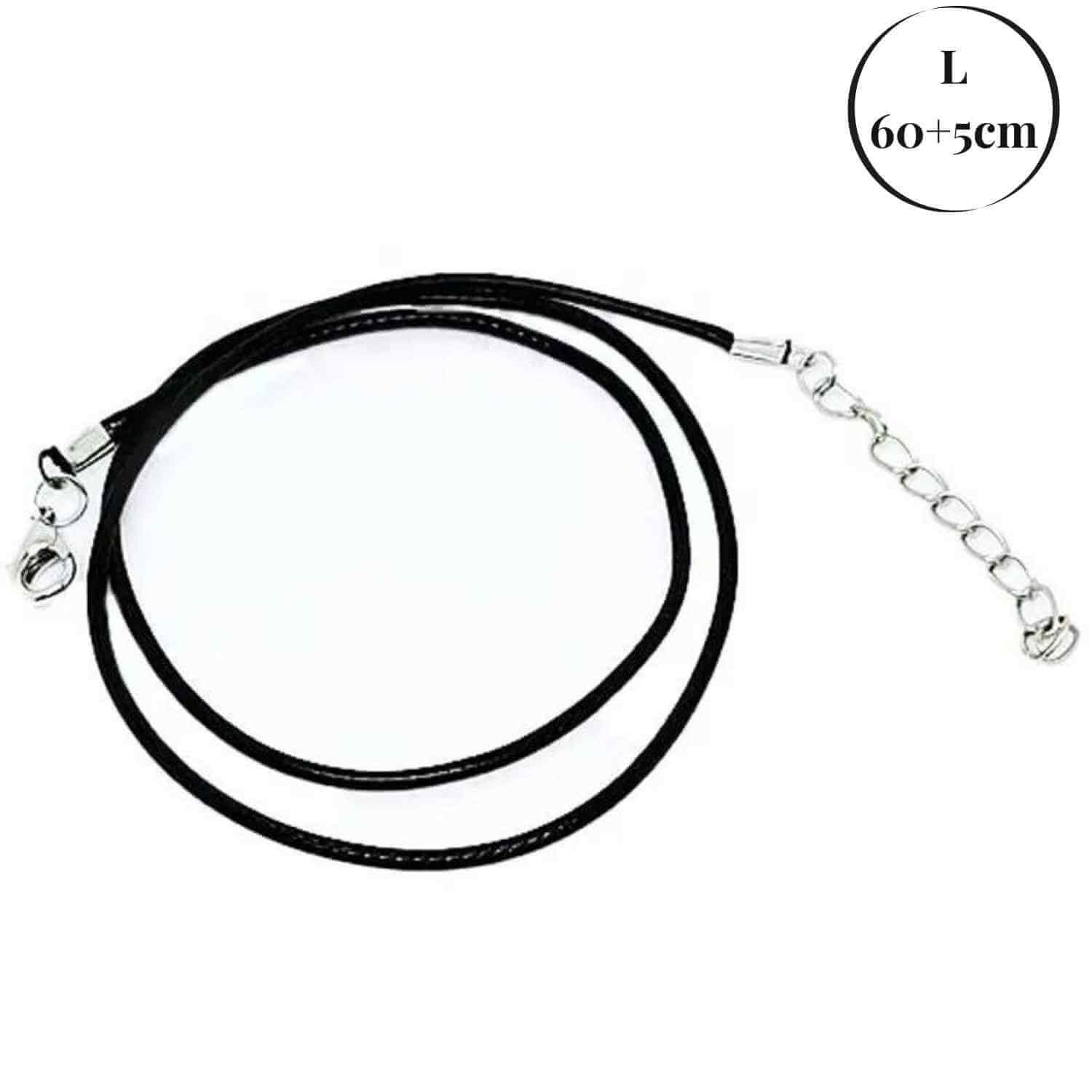Snur ajustabil din imitatie piele cerata neagra 1.5mm, 60+5cm – Ideal pentru pandantive si medalioane
