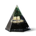 Piramida Orgonica 90 mm Nubiana din Turmalina Neagra si Arborele Vietii Jad Verde