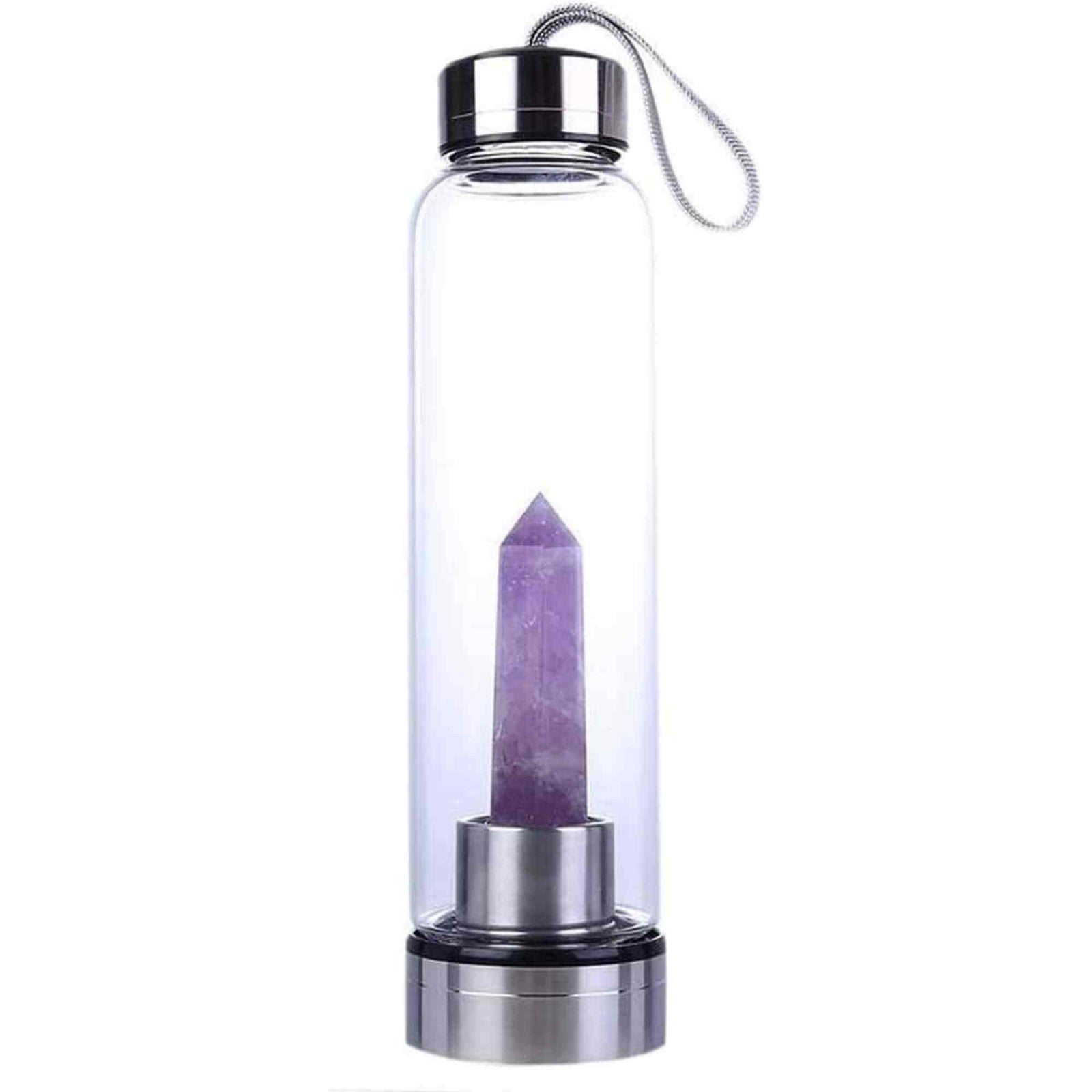 Sticla de apa cu varf de cristal Ametist – 550 ml