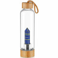 Sticla pentru apa cu varf cristal Lapis Lazuli si Bambus - Capacitate 500 ml si include husa de protectie neagra - Copie - Copie - Copie