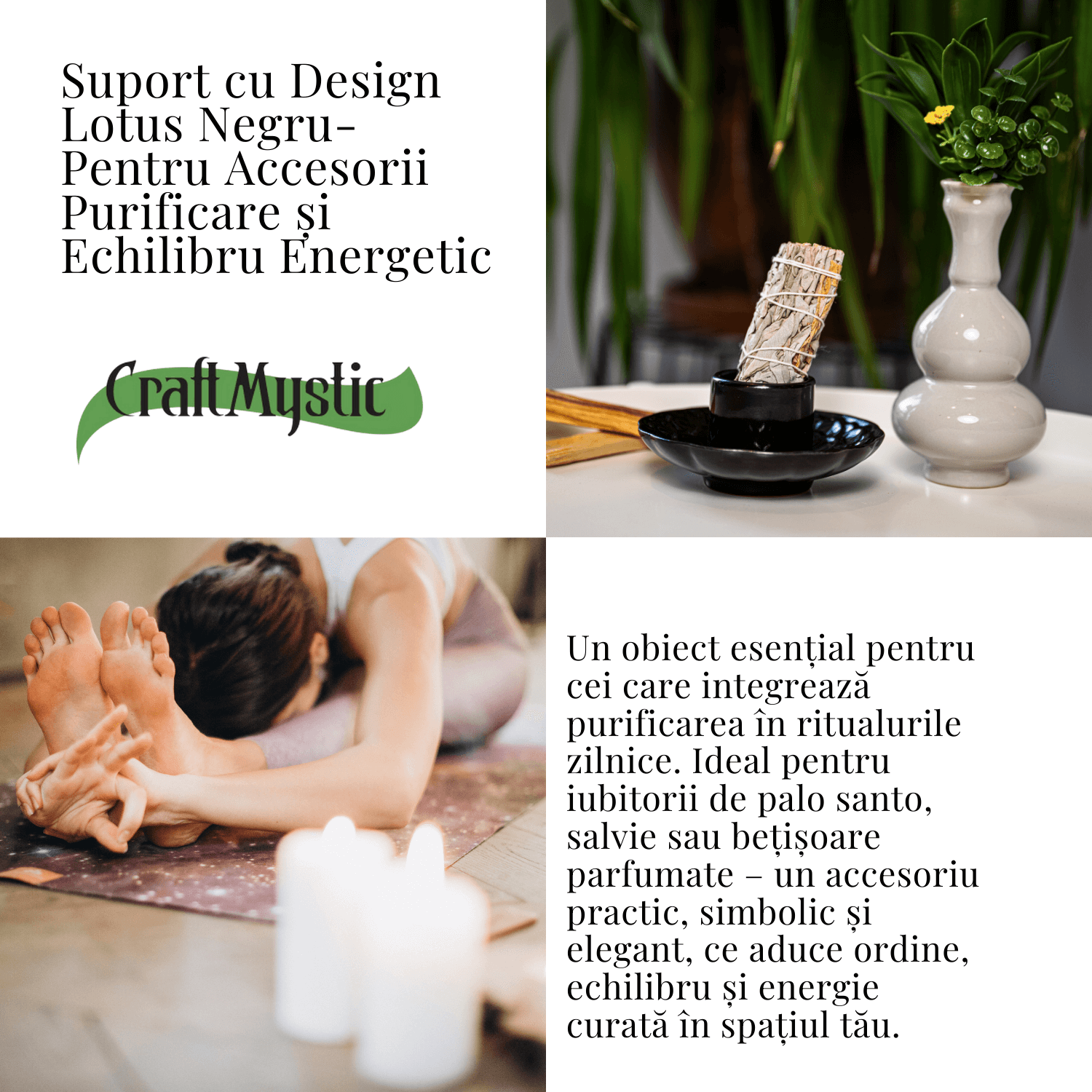 Suport design lotus negru – Pentru accesorii purificare si echilibru energetic