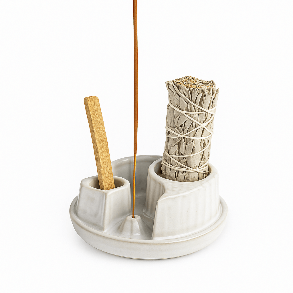 Suport ceramic 3 in 1 Semiluna Stea – Palo Santo, Salvie si Betisoare