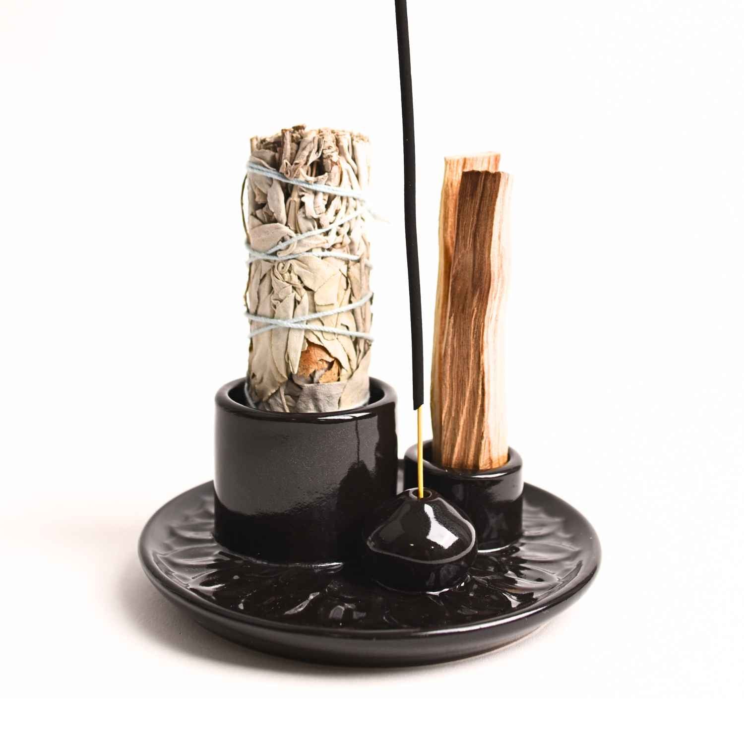 Suport ceramica pentru salvie, palo santo si betisoare – Eleganta si purificare