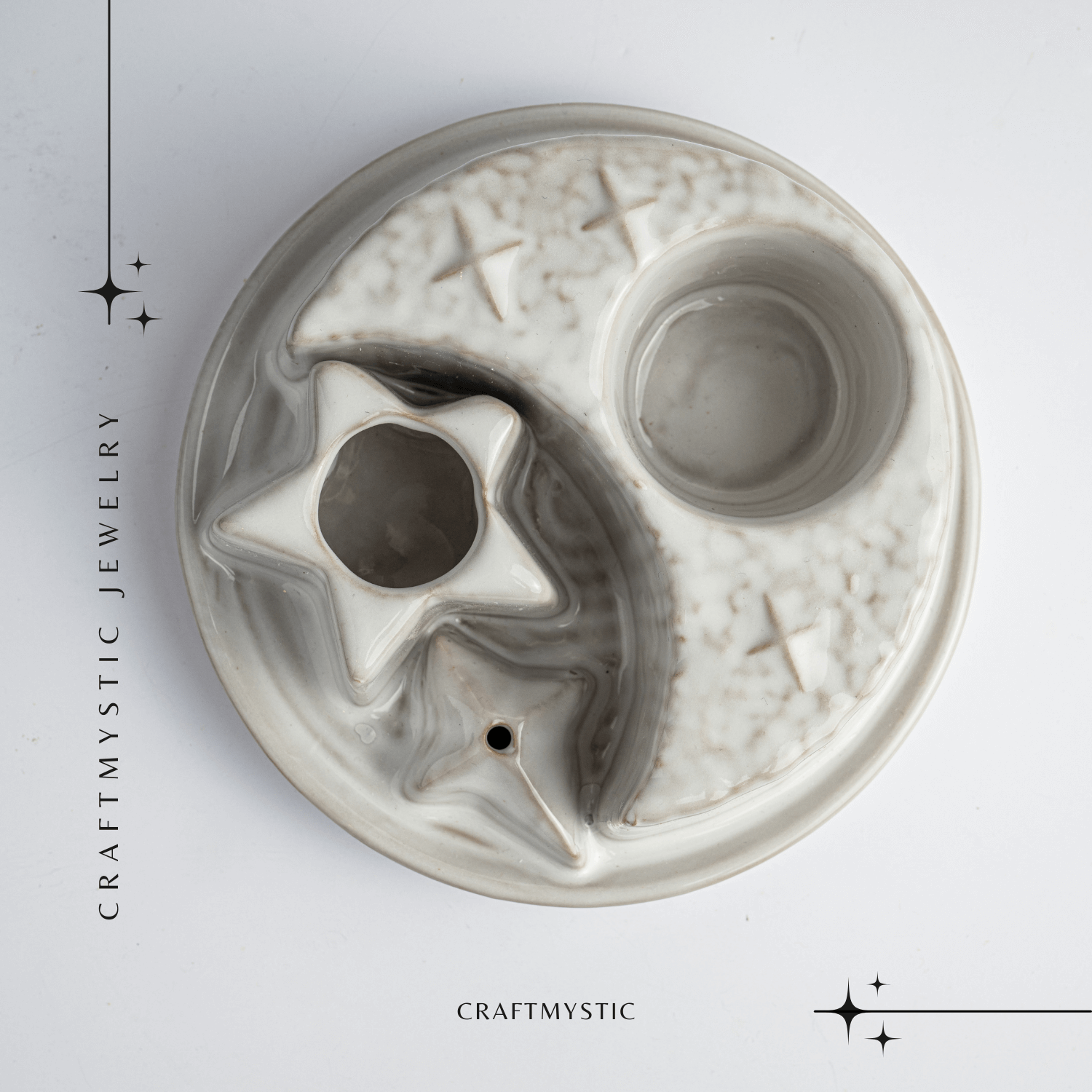 Suport ceramic 3 in 1 Semiluna Stea – Palo Santo, Salvie si Betisoare