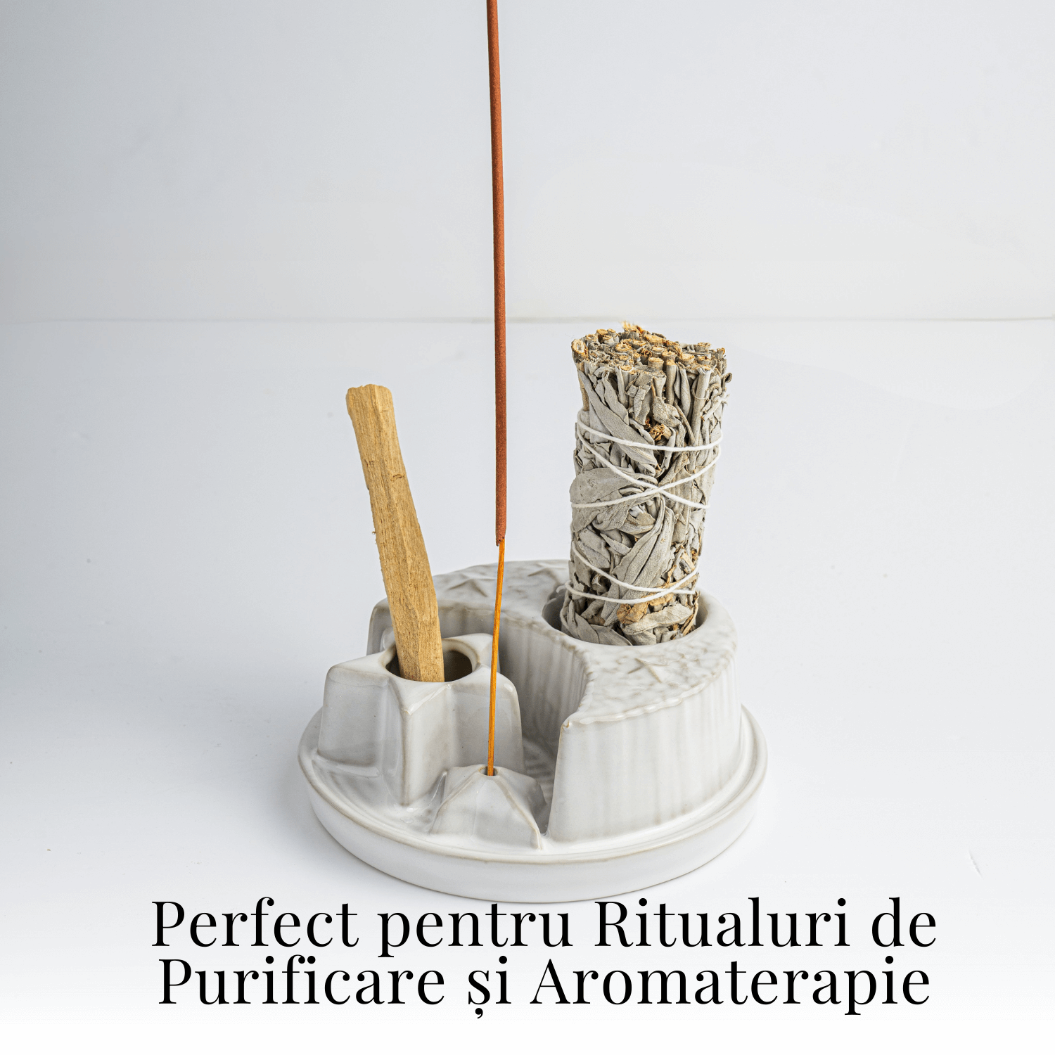 Suport ceramic 3 in 1 Semiluna Stea – Palo Santo, Salvie si Betisoare