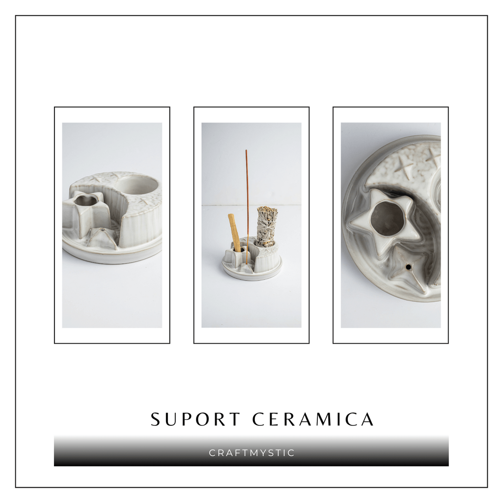 Suport ceramic 3 in 1 Semiluna Stea – Palo Santo, Salvie si Betisoare