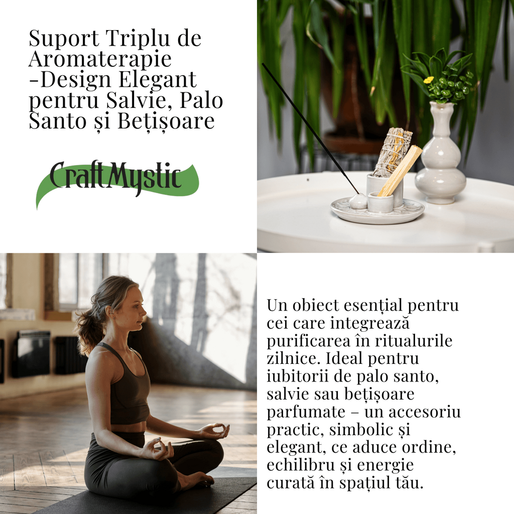 Suport ceramica ab Triplu de Aromaterapie – Ritual Complet pentru Armonie