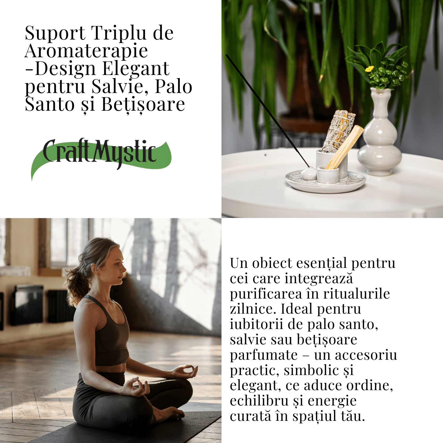 Suport ceramica ab Triplu de Aromaterapie – Ritual Complet pentru Armonie