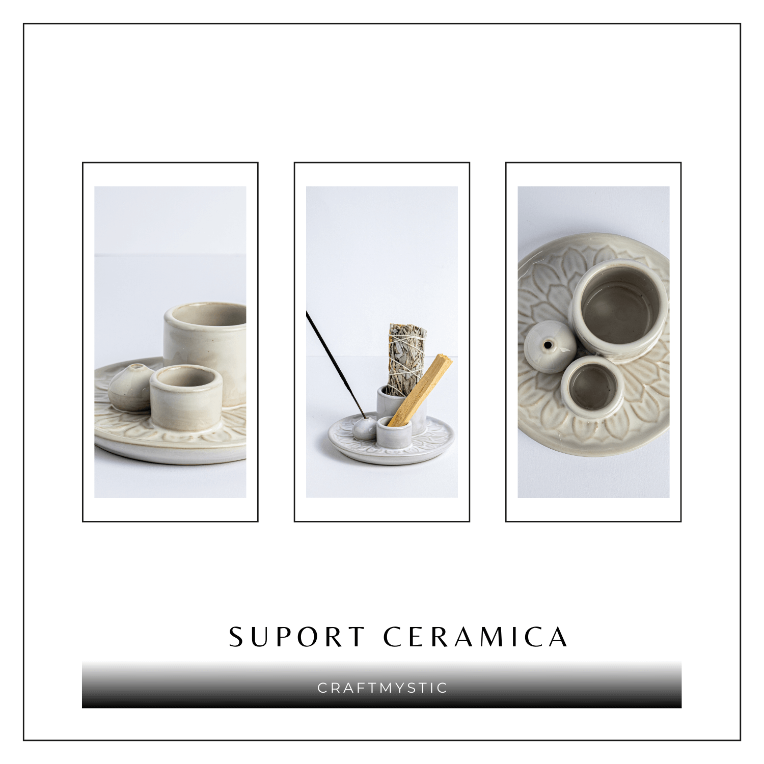 Suport ceramica ab Triplu de Aromaterapie – Ritual Complet pentru Armonie