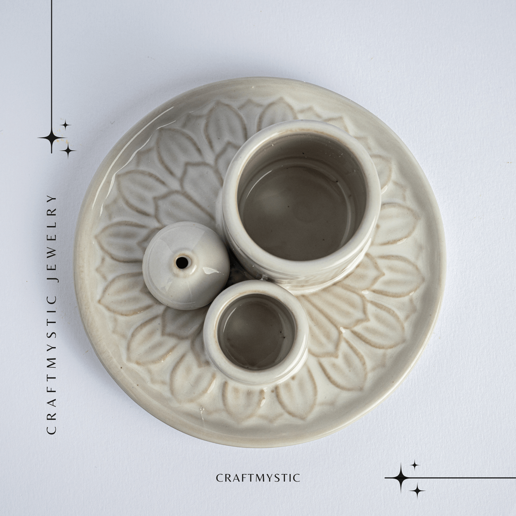 Suport ceramica ab Triplu de Aromaterapie – Ritual Complet pentru Armonie