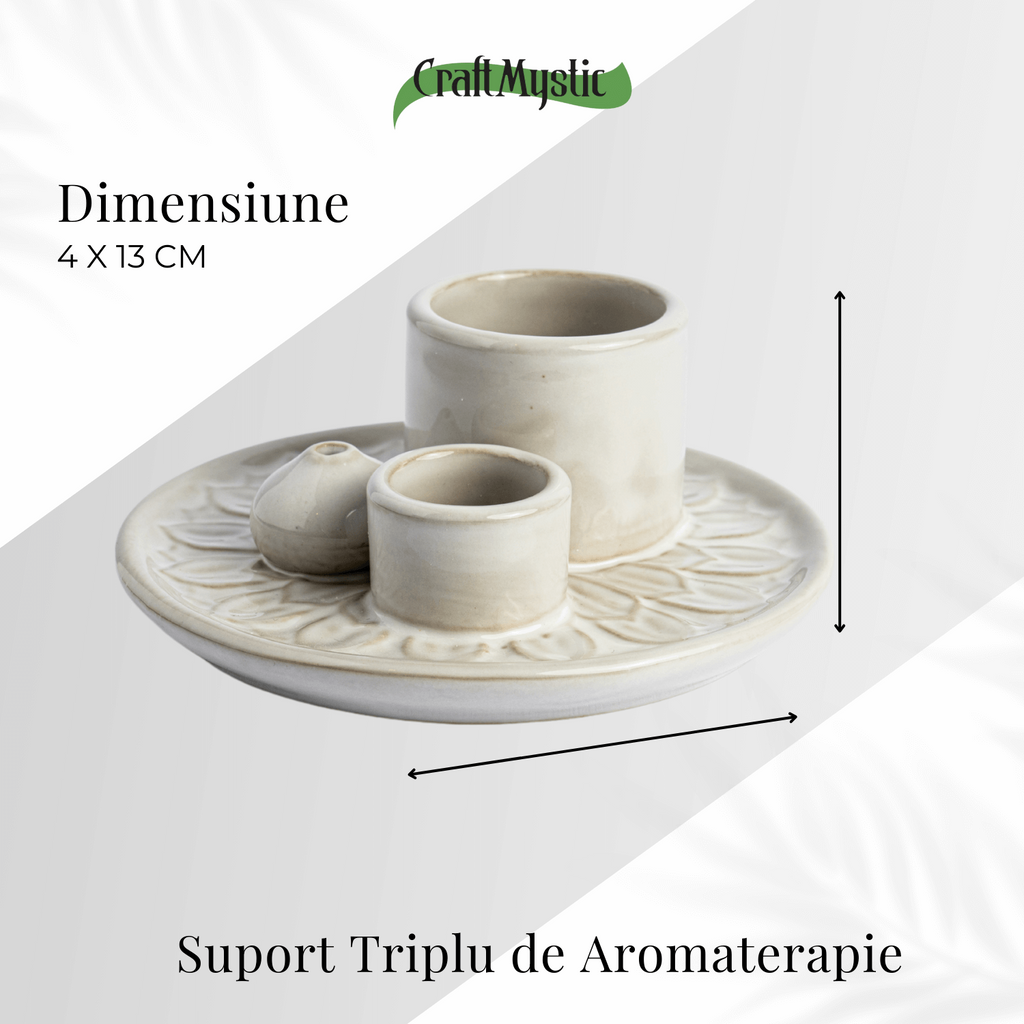 Suport ceramica ab Triplu de Aromaterapie – Ritual Complet pentru Armonie