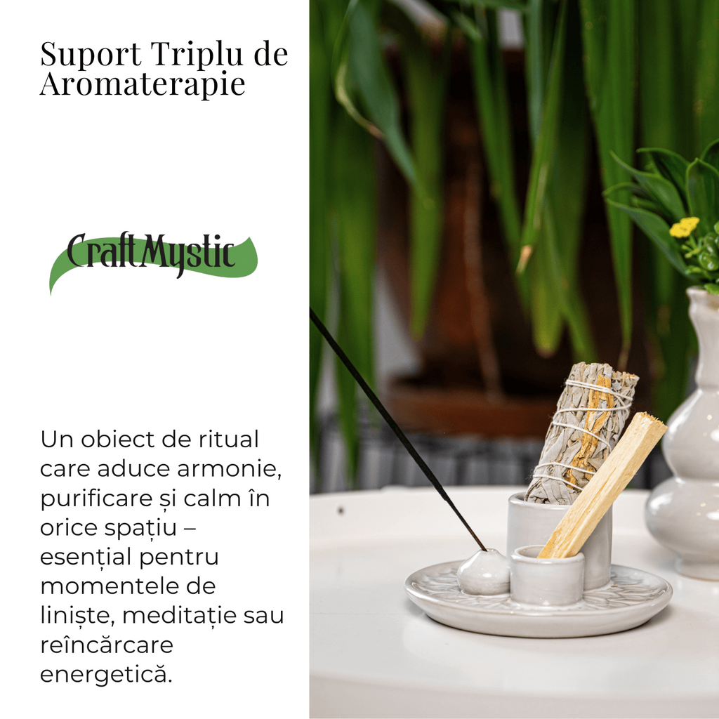 Suport ceramica ab Triplu de Aromaterapie – Ritual Complet pentru Armonie
