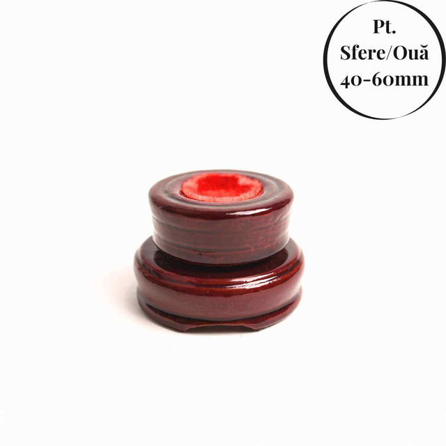 Suport lemn rotativ pentru sfere oua si obiecte sferice– Expunere eleganta si rotativa