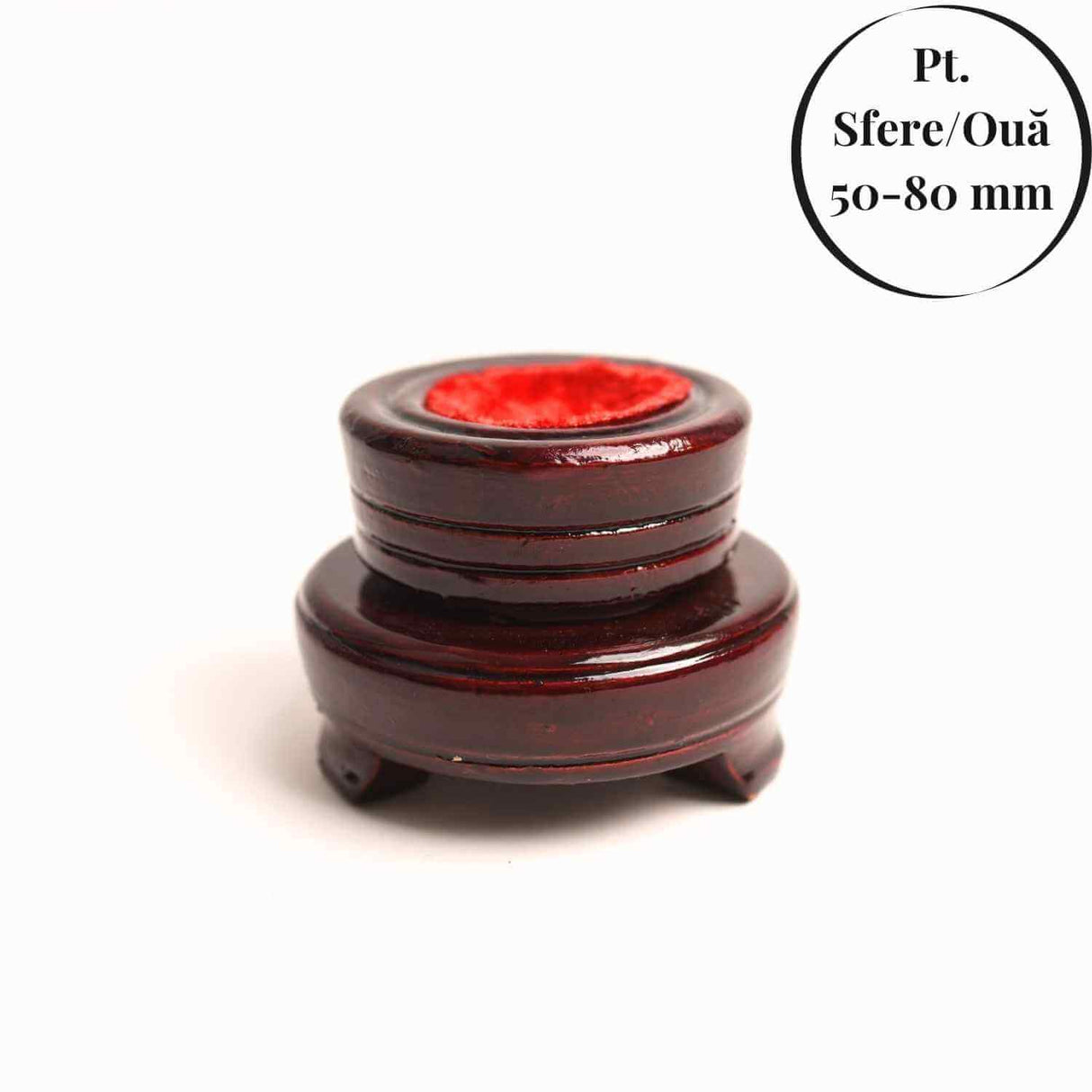 Suport lemn rotativ pentru sfere oua si obiecte sferice– Expunere eleganta si rotativa