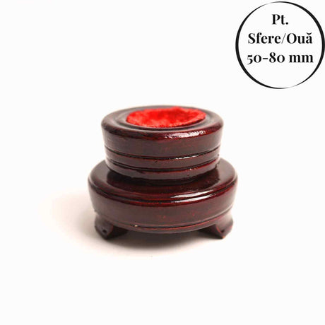 Suport lemn rotativ pentru sfere oua si obiecte sferice– Expunere eleganta si rotativa