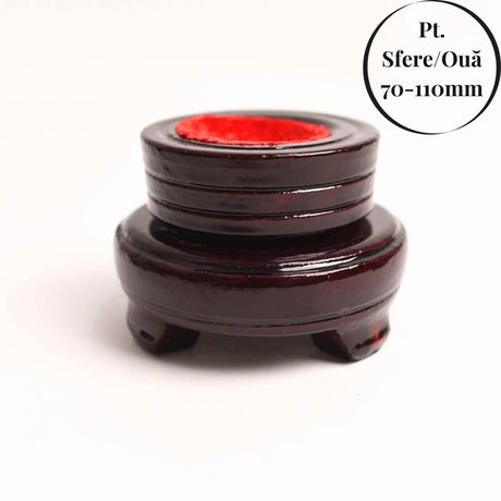 Suport lemn rotativ pentru sfere oua si obiecte sferice– Expunere eleganta si rotativa