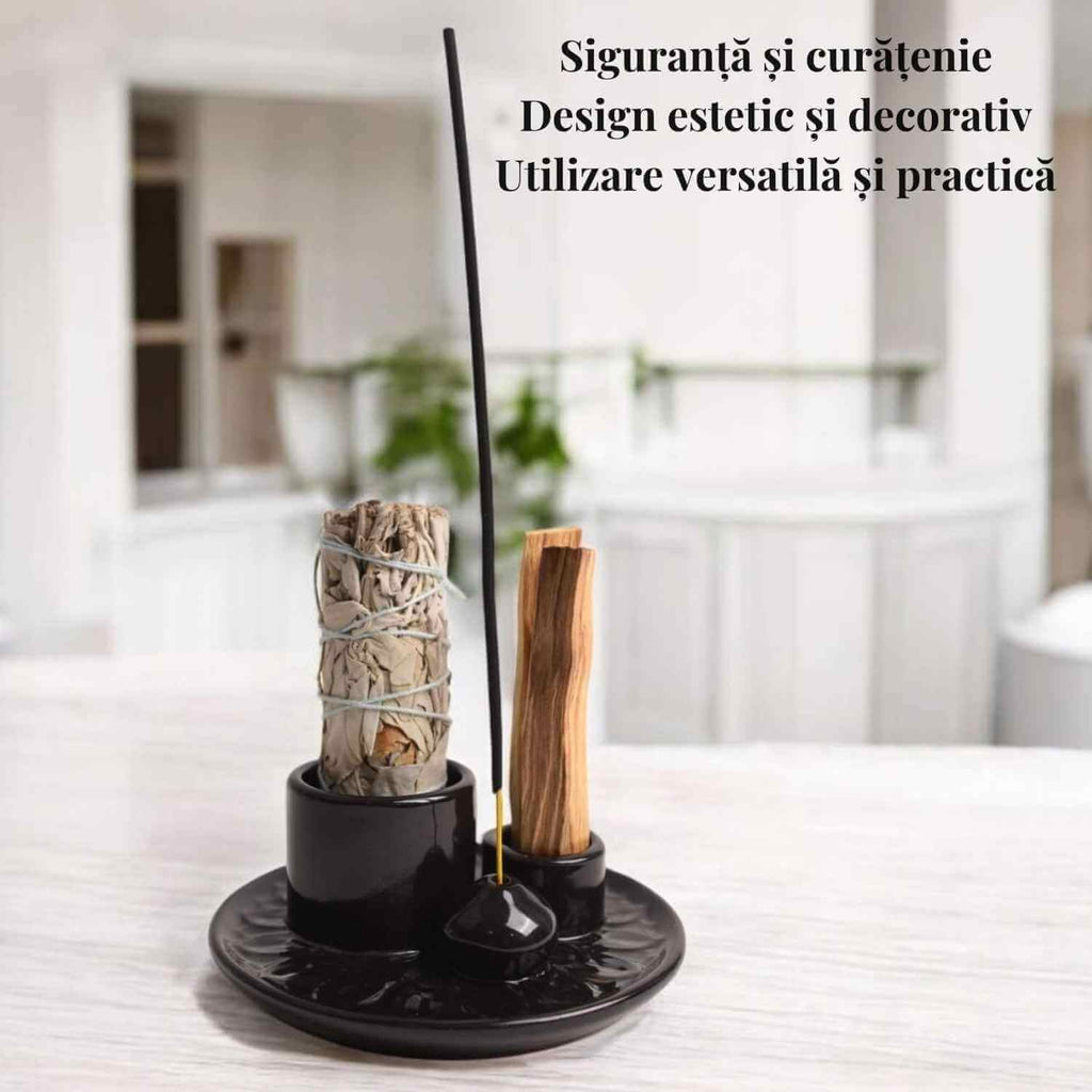 Suport ceramica pentru salvie, palo santo si betisoare – Eleganta si purificare
