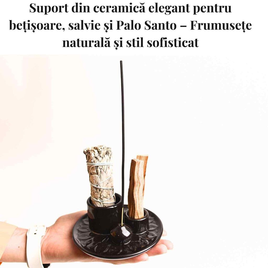 Suport ceramica pentru salvie, palo santo si betisoare – Eleganta si purificare