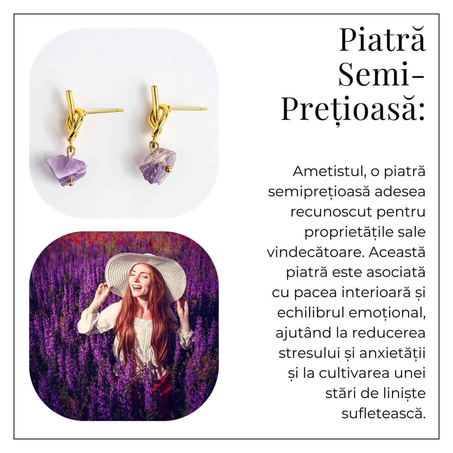 Talisman al Claritatii – Cercei cu Ametist si Nod Elegant
