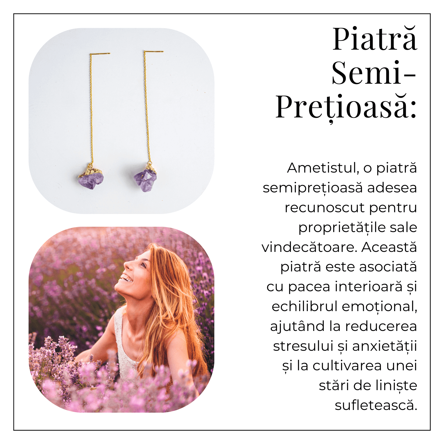 Claritate si Liniste – Cercei cu Ametist Natural