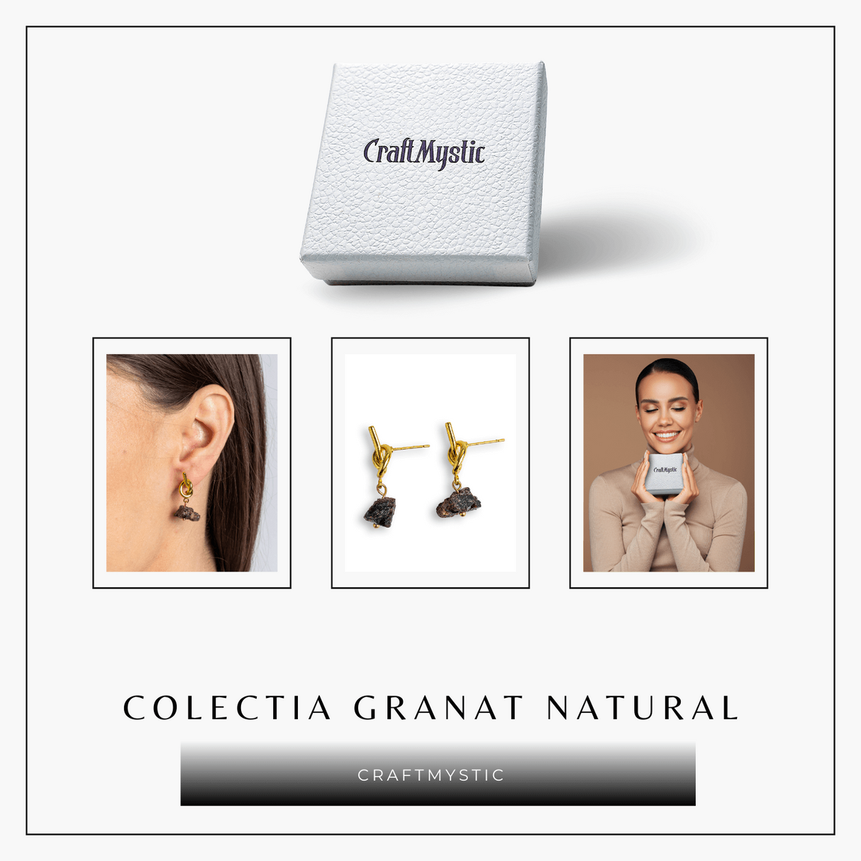 Talisman al Curajului – Cercei cu Granat si Nod Elegant